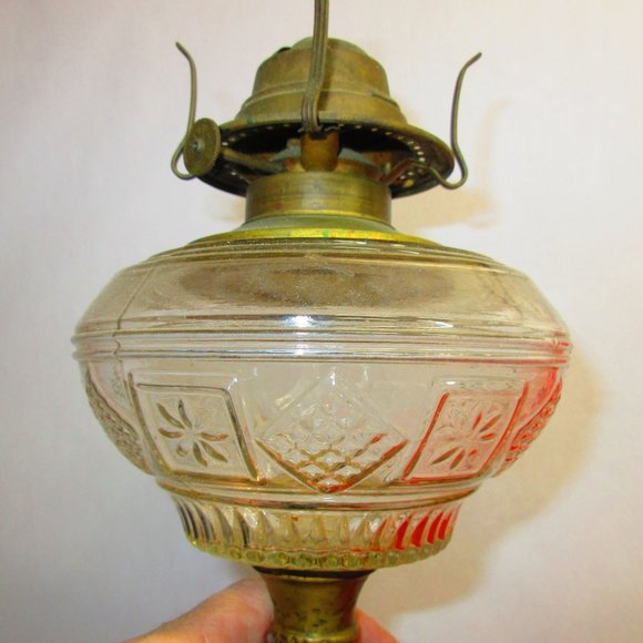 Vintage Metal Pedestal Base Oil Glass lamp - Picture 11 of 12